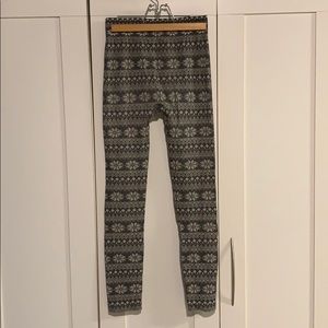 Nordic Pattern Leggings - Grey & White